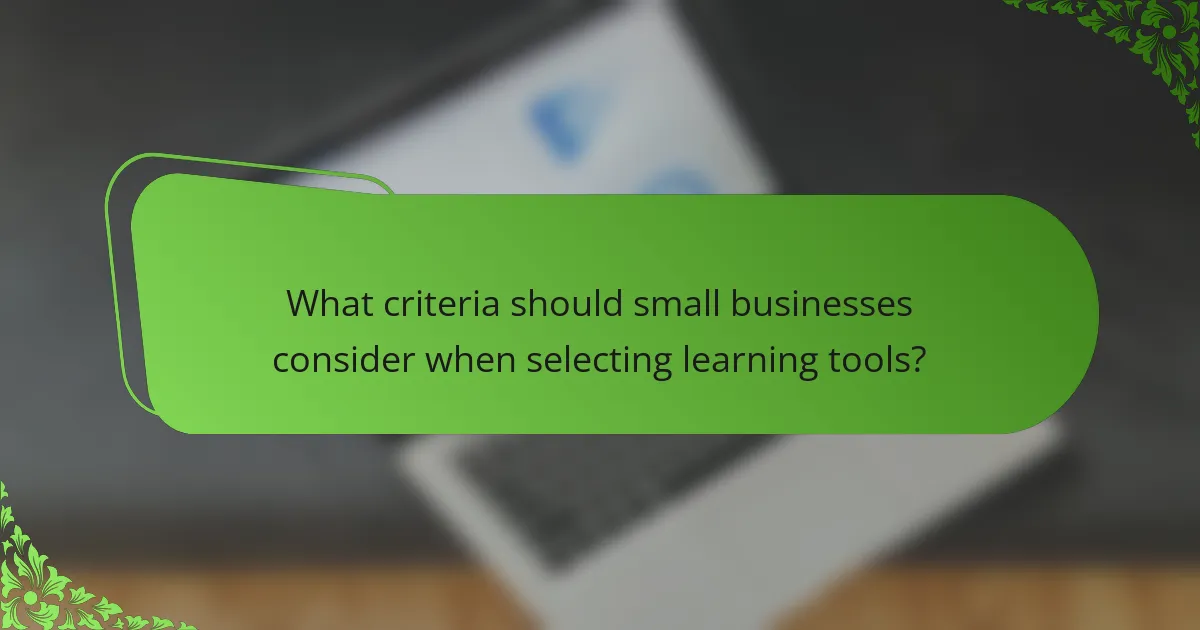 What criteria should small businesses consider when selecting learning tools?