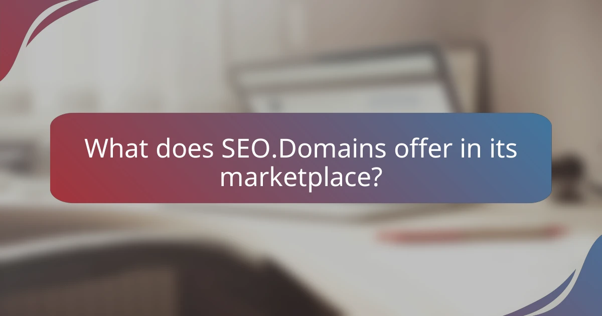 What does SEO.Domains offer in its marketplace?